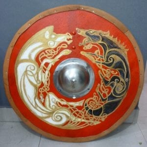 escudo vikingo lobo y caballo